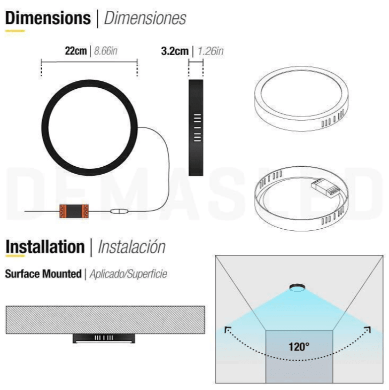 PANEL LED 18W SOBREPUESTO REDONDO LUZ FRIA MARCO NEGRO2