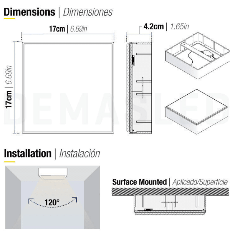 PANEL LED 22W SOBREPUESTO CUADRADO LUZ NEUTRA SIN MARCO BLANCO2
