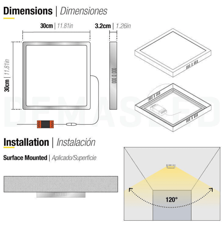 PANEL LED 24W SOBREPUESTO CUADRADO LUZ CALIDA MARCO NIQUEL2
