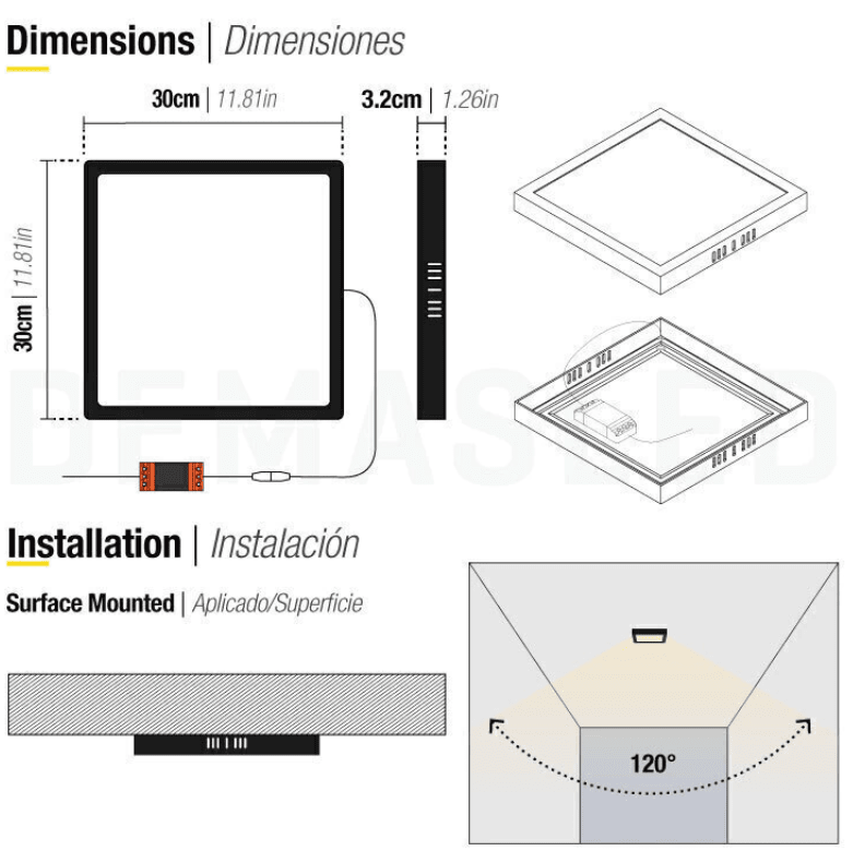 PANEL LED 24W SOBREPUESTO CUADRADO LUZ FRIA MARCO NEGRO2
