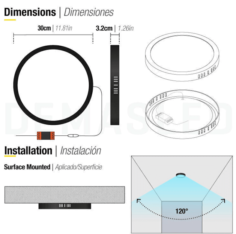 PANEL LED 24W SOBREPUESTO REDONDO LUZ FRIA MARCO NEGRO2