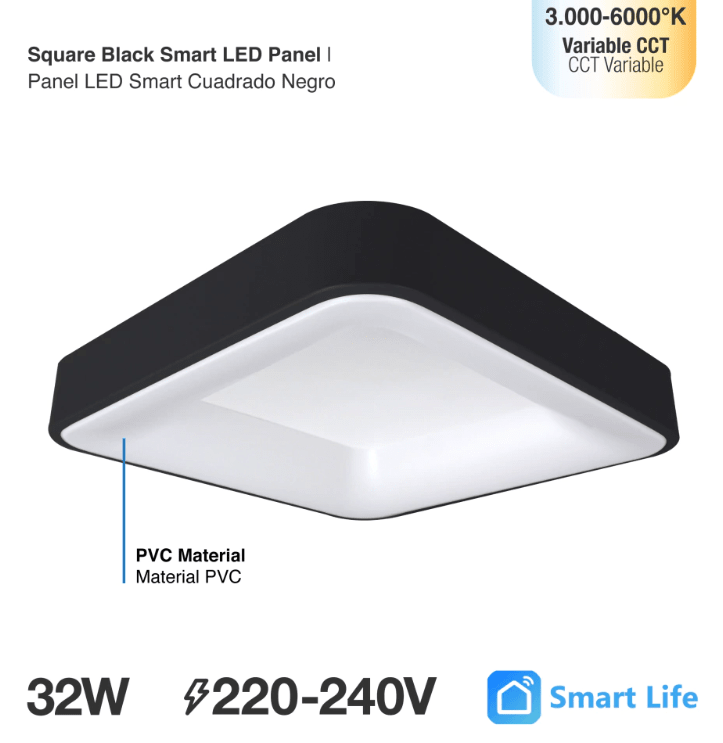 PANEL LED 30W SOBREPUESTO CUADRADO CCT (CAMBIO LUZ) NEGRO3