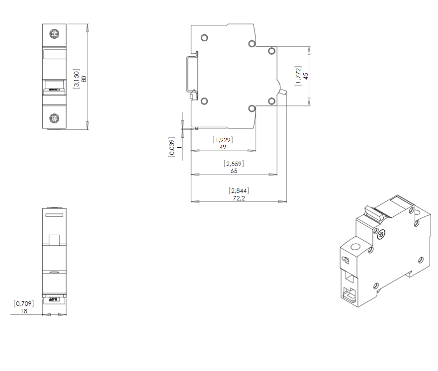 INTERRUPTOR AUTOMATICO 1 POLO 6A MDW2