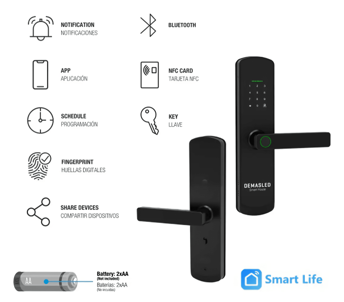 CERRADURA BIOMETRICA DIGITAL SMART WIFI4