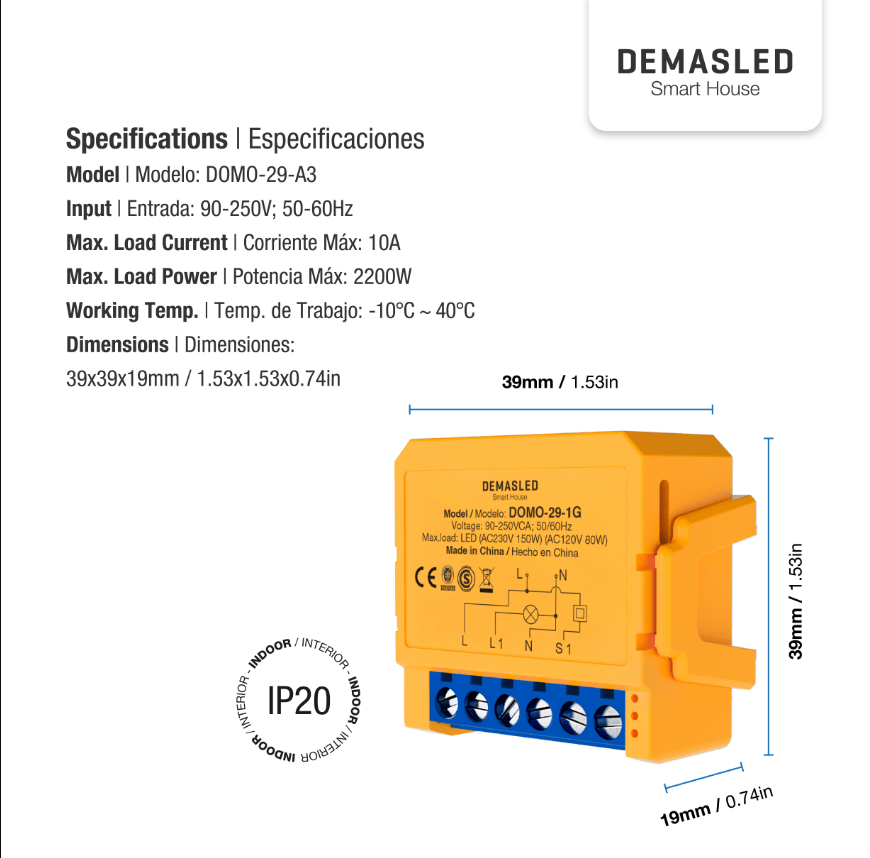 DIMMER SWITCH WIFI CON 1 SALIDA3