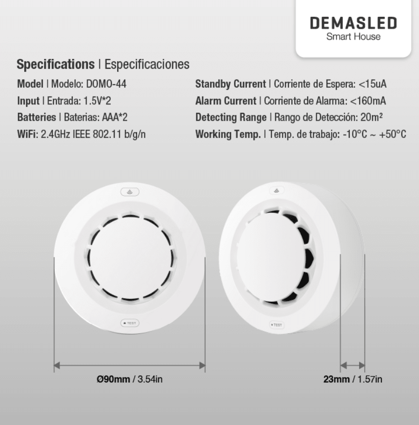 SENSOR DETECOR DE HUMO SMART WIFI FOROELECTRICO3