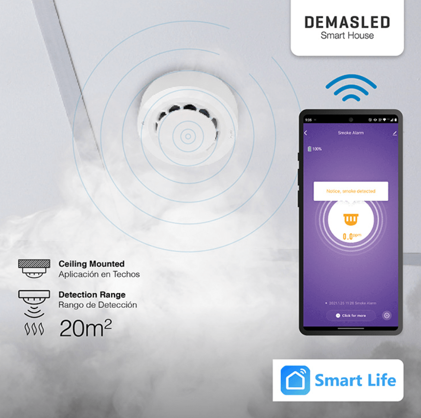 SENSOR DETECOR DE HUMO SMART WIFI FOROELECTRICO2