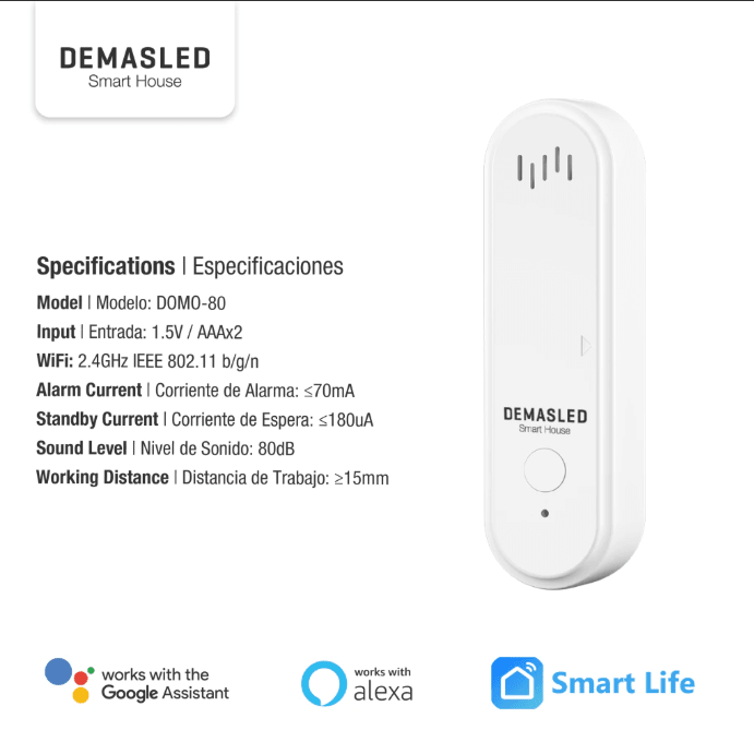 SENSOR SMART WIFI MAGNETICO CON SIRENA 2.4GHZ4