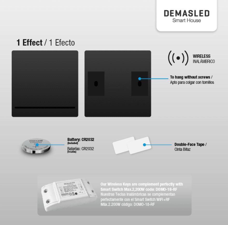 TECLA INALÁMBRICA RF 1 EFECTO SMART HOUSE2