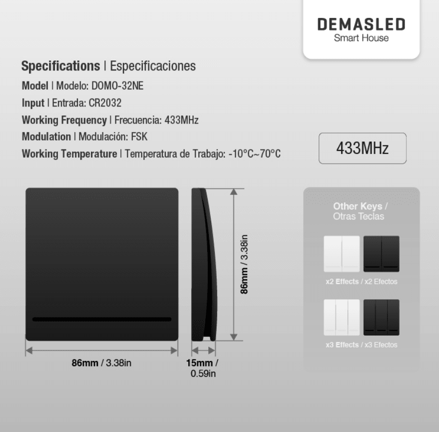 TECLA INALÁMBRICA RF 1 EFECTO SMART HOUSE1