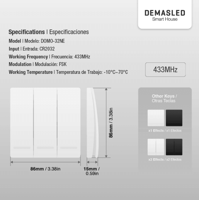 TECLA INALÁMBRICA RF 3 EFECTO SMART HOUSE2