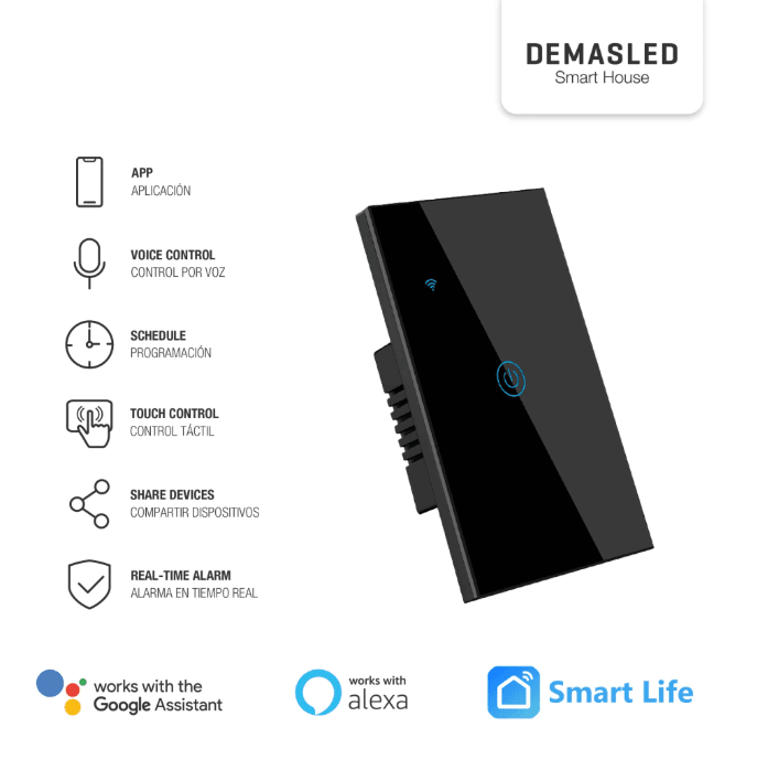 TECLA SMART DE MURO TACTIL NEGRO3
