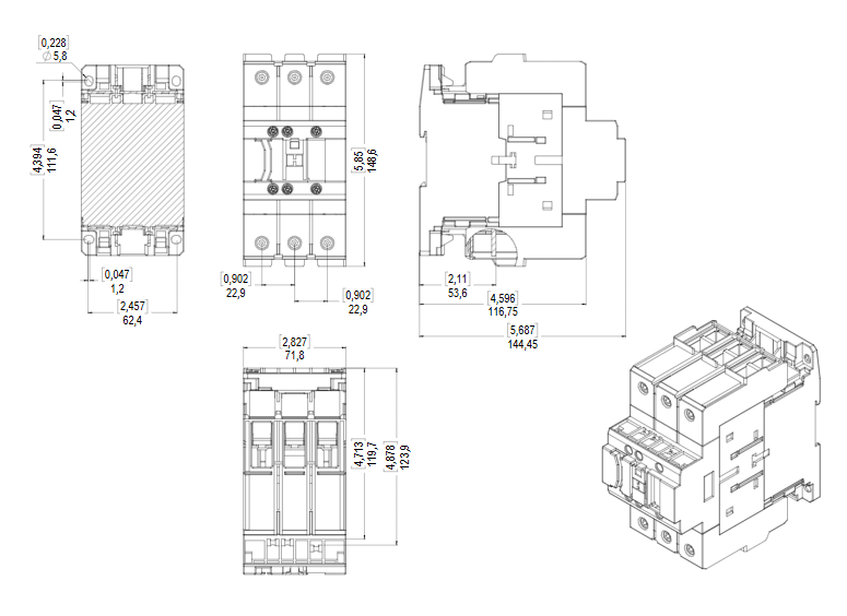 CONTACTOR CWB 3 POLOS 125A 220VAC2