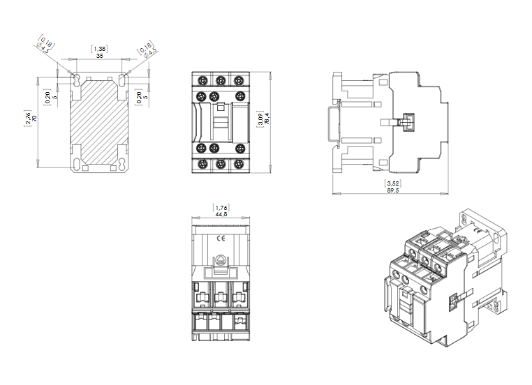 CONTACTOR CWB 3 POLOS 12A 220VAC IP2'2