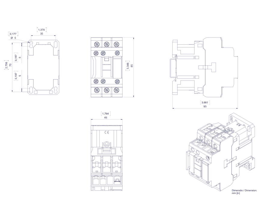 CONTACTOR CWB 3 POLOS 32A 220V IP20 1