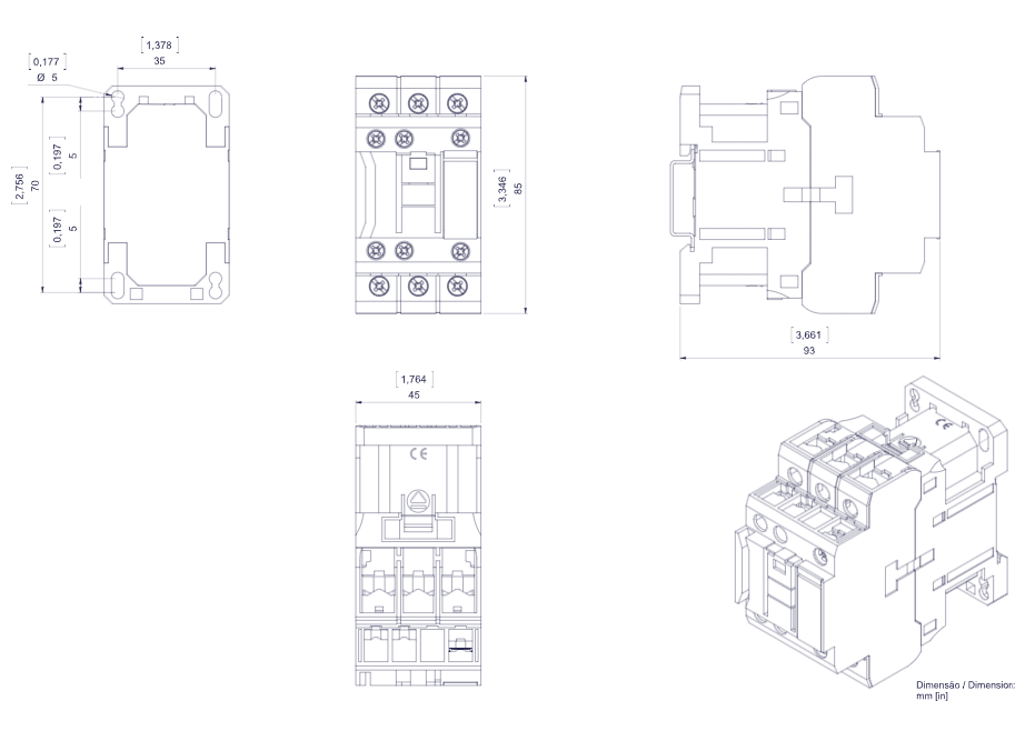 CONTACTOR CWB 3 POLOS 32A 24VAC IP201