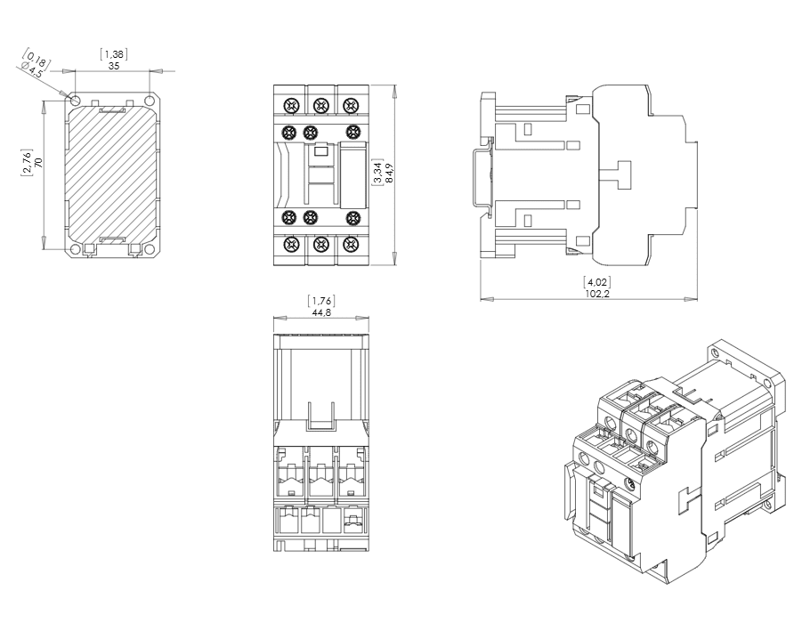 CONTACTOR CWB 3 POLOS 38A 24VDC1