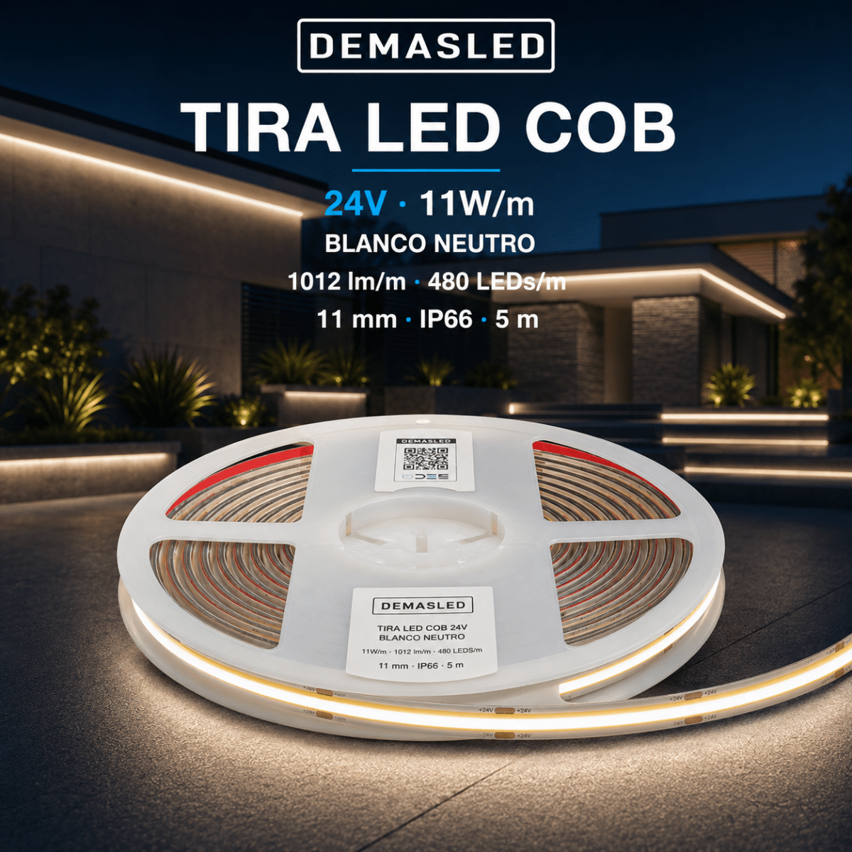 CINTA LED COB LUZ NEUTRA 24V 11W 0