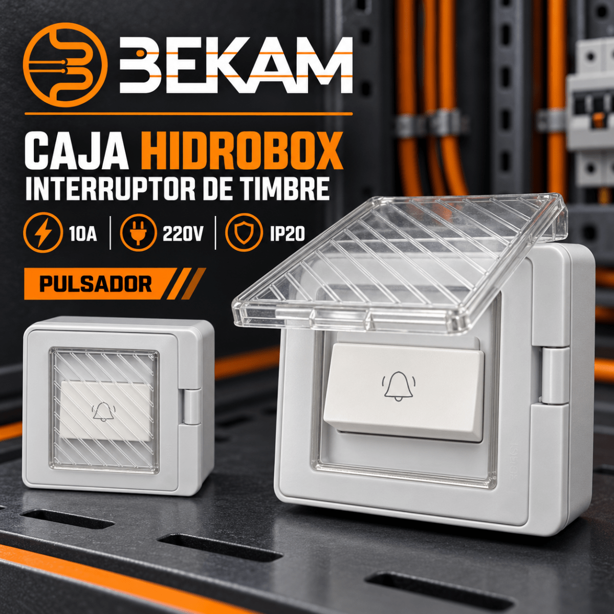 CAJA HIDROBOX CON INTERRUPTOR DE TIMBRE 10A IP20 0