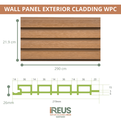 Wall Panel Exterior Cladding WPC 21.9x290cmx26mm - TEAK4
