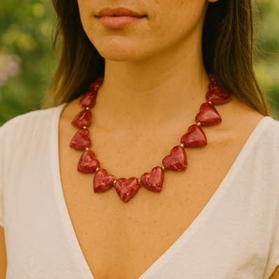 Collar Corazones Rojos3