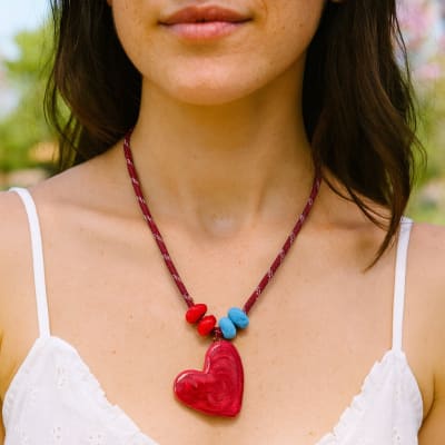 Collar Rope Burgundy Heart3