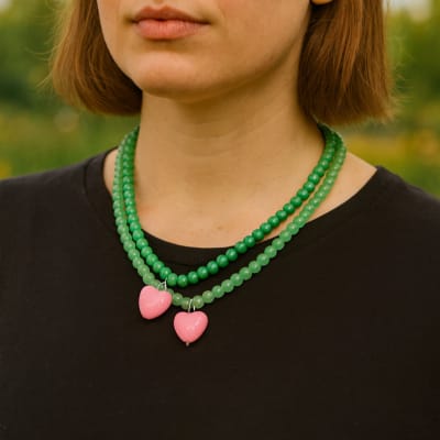 Collar Forest Heart Pink2