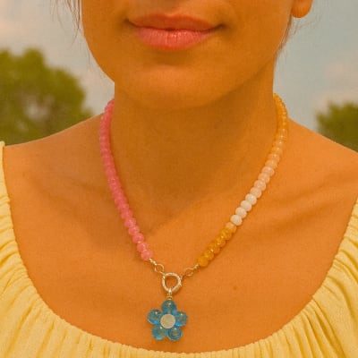 Collar Flor Blue Candy1