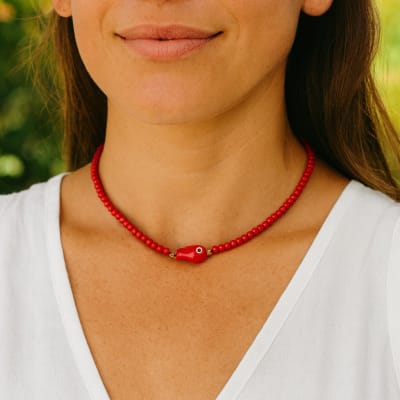 Collar Red Tiny Fish1