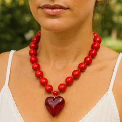 Collar Glossy Heart Terracota3