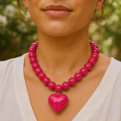 Collar Corazón Rosa Intenso1