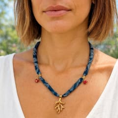 Collar Silk Blue Coral