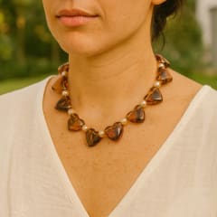 Collar Corazones Carey & Perlas
