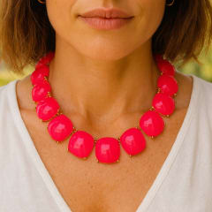 Collar Gemas Coral Brillante