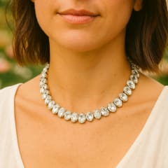 Collar Gemas Crystal Silver Drop