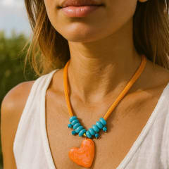Collar Peach & Sky Heart