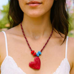 Collar Rope Burgundy Heart