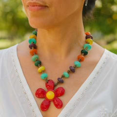 Collar Red Flower Bold