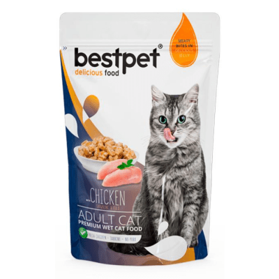 Sobrecito Premium Bestpet Cat Trozos de Pollo 85g1