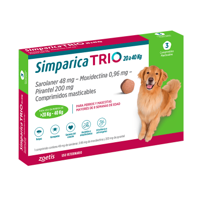 SIMPARICA TRIO GREEN 20 a 40 Kg 3 Comp1