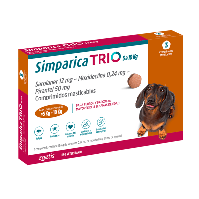 SIMPARICA TRIO CARAMELO 5,1 a 10 kg X 3 TAB1