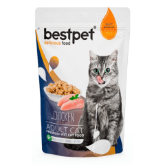 Sobrecito Premium Bestpet Cat Trozos de Pollo 85g