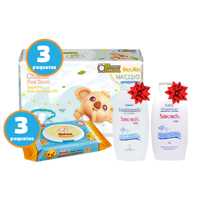 Pack Chikool Recién Nacido Super Cool 36 UN + Shampoo y Emulsionado Simond's de Regalo