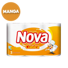 Manga 8 paquetes Toalla de Papel Clásica 3 un 12 mt + 1 Servilleta Nova 150 Un de Regalo