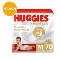 Manga 2 paquetes Pañales Natural Care Talla M 70un. Huggies