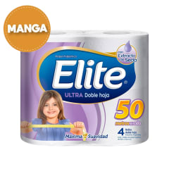Manga Papel Higiénico Doble Hoja 8 paquetes de 4 un 50 mt + 1 Servilleta Nova de Regalo. Elite