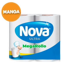Manga 8 paquetes Toalla de Papel Ultra Mega Rollo 2 un 26 mt + 1 Servilleta Nova de Regalo.