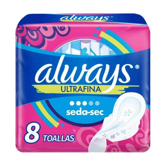 Ladysoft Toalla Femenina Diurna Ultrafina Tela Malla 8 unidades