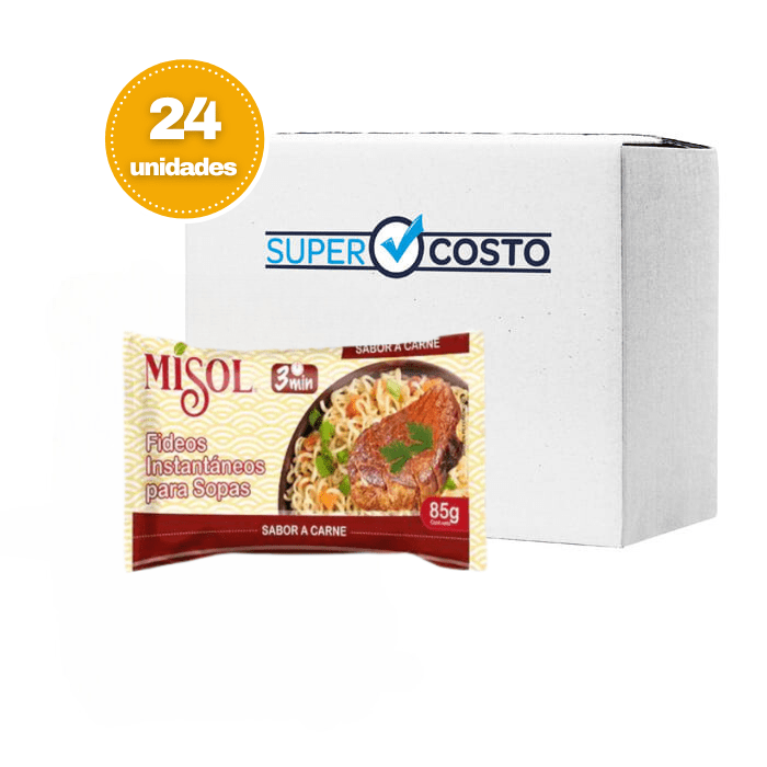 Caja 24 Sachet Fideos Instantáneos para sopa Carne 85gr. Misol