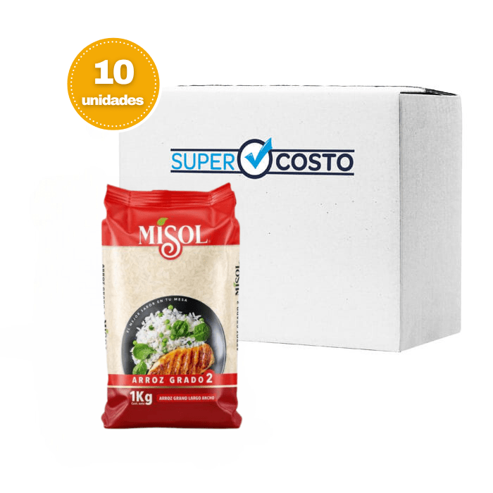 Caja 10 Paquetes de Arroz Grado N°2 1Kg. Misol